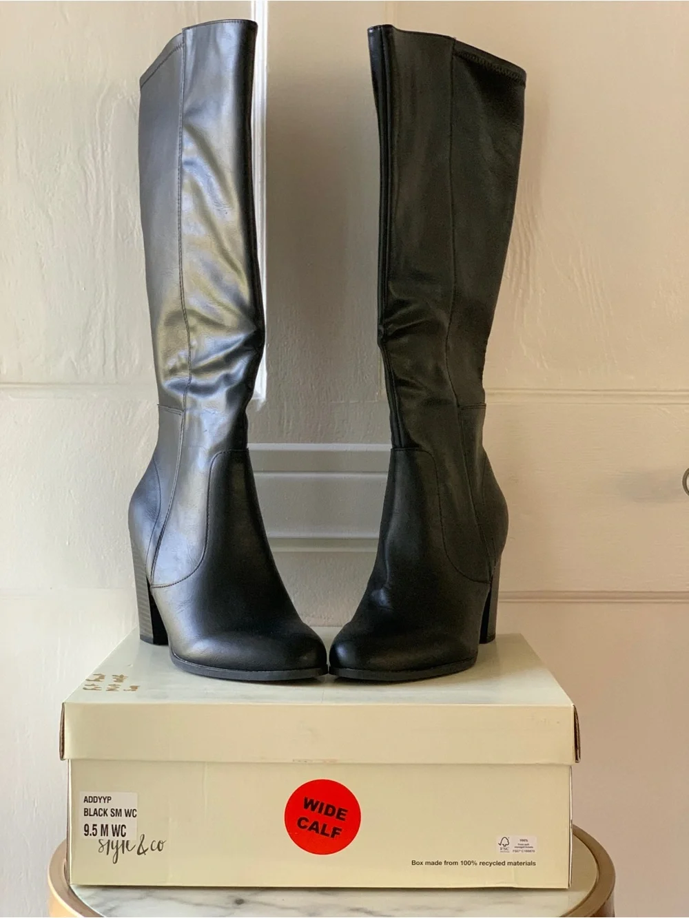 NWT Style & Co. Women’s Addy Knee High Wide Calf Dress Boots Black Smooth Sz 9.5